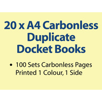 20 x A4 Carbonless Duplicate Books in 100 sets