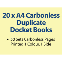 20 x A4 Carbonless Duplicate Books in 50 sets