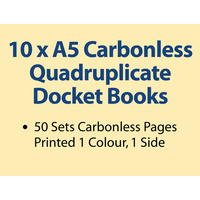 10 x A5 Carbonless Quadruplicate Books in 50 sets