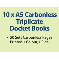 10 x A5 Carbonless Triplicate Books in 50 sets