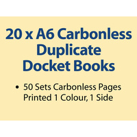 20 x A6 Carbonless Duplicate Books in 50 sets