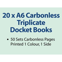 20 x A6 Carbonless Triplicate Books in 50 sets