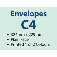 1,000 x C4 Plain Envelope 229x324 mm - 1 or 2 colours