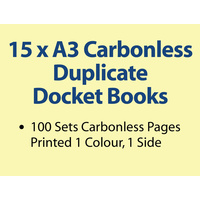 15 x A3 Carbonless Duplicate Books in 100 sets