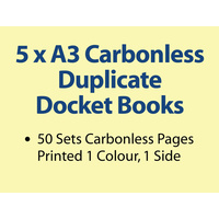 5 x A3 Carbonless Duplicate Books in 50 sets