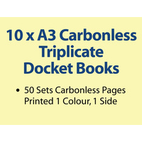 10 x A3 Carbonless Triplicate Books in 50 sets