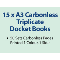 15 x A3 Carbonless Triplicate Books in 50 sets