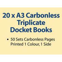 20 x A3 Carbonless Triplicate Books in 50 sets
