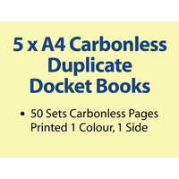 5 x A4 Carbonless Duplicate Books in 100 sets
