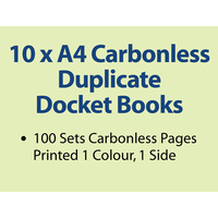 10 x A4 Carbonless Duplicate Books in 100 sets