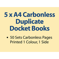 5 x A4 Carbonless Duplicate Books in 50 sets