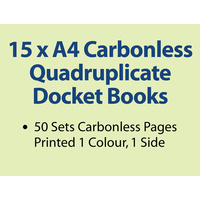 15 x A4 Carbonless Quadruplicate Books in 50 sets