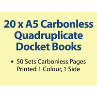 20 x A4 Carbonless Quadruplicate Books in 50 sets