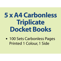 5 x A4 Carbonless Triplicate Books in 50 sets