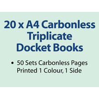 20 x A4 Carbonless Triplicate Books in 50 sets