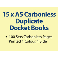 15 x A5 Carbonless Duplicate Books in 100 sets