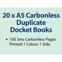 20 x A5 Carbonless Duplicate Books in 100 sets
