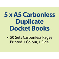 5 x A5 Carbonless Duplicate Books in 50 sets
