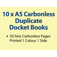 10 x A5 Carbonless Duplicate Books in 50 sets