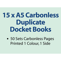 15 x A5 Carbonless Duplicate Books in 50 sets