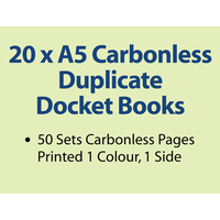 20 x A5 Carbonless Duplicate Books in 50 sets