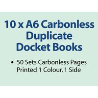 10 x A6 Carbonless Duplicate Books in 50 sets