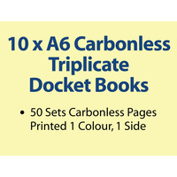 10 x A6 Carbonless Triplicate Books in 50 sets