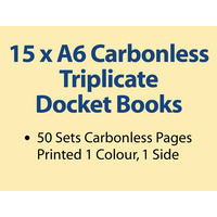 15 x A6 Carbonless Triplicate Books in 50 sets