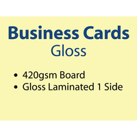 500 x Business Cards - 420gsm - Gloss Lamination 1 side