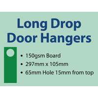 500 x Long-drop Door Hangers - 150gsm