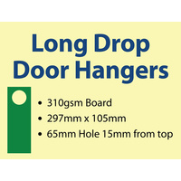500 x Long-drop Door Hangers - 310gsm