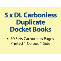 5 x DL Carbonless Duplicate Books in 50 sets