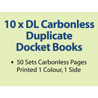 10 x DL Carbonless Duplicate Books in 50 sets