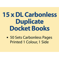 15 x DL Carbonless Duplicate Books in 50 sets