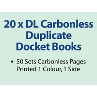 20 x DL Carbonless Duplicate Books in 50 sets