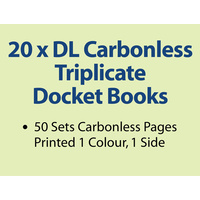 20 x DL Carbonless Triplicate Books in 50 sets