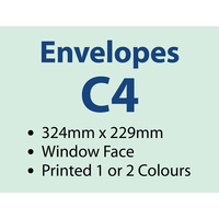 1,000 x C4 Window Envelope 229x324 mm - 1 or 2 colours