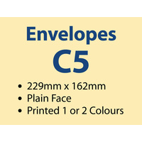 1,000 x C5 Plain Envelope 229x162 mm - 1 or 2 colours