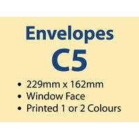 1,000 x C5 Window Envelope 229x162 mm - 1 or 2 colours