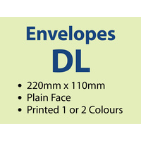 1,000 x DL Plain Envelope 220x110 mm - 1 or 2 colours