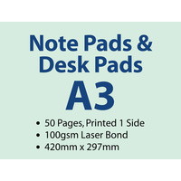 100 x A3 Desk Pads - 50 pages