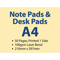 100 x A4 Note Pads - 50 pages