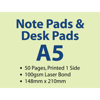 100 x A5 Note Pads - 50 pages